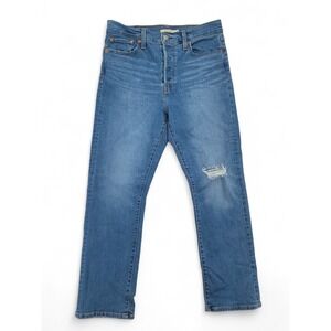 Levi's Wedgie Straight Jeans Size 31 Blue Distressed High Rise‎ Vintage Fit